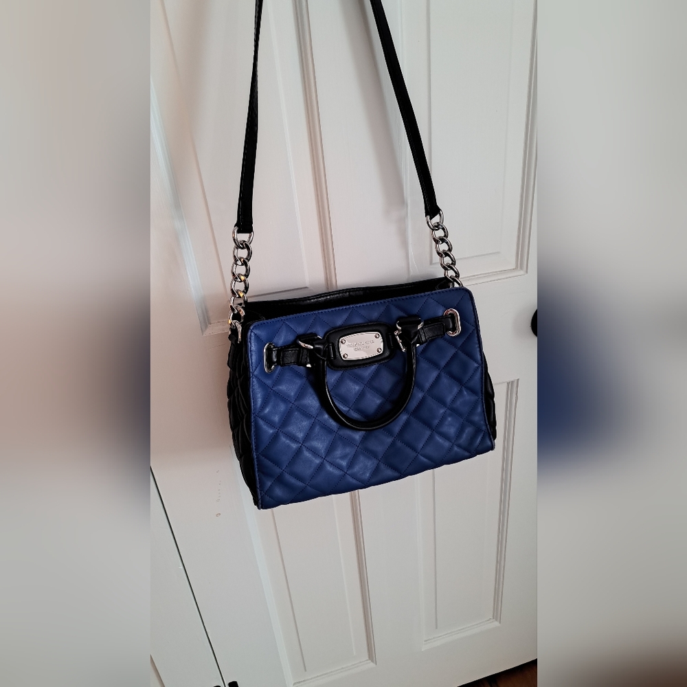 Michael Kors Purse two tone Blue black silver hardware